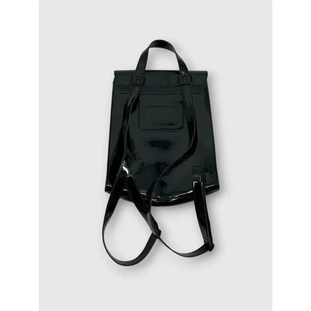 Dr. Martens Black Patent Mini Backpack with Buckle Closure